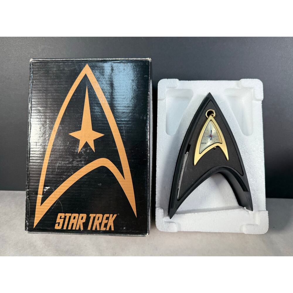 Vtg Star Trek 30th Anniversary Fossil Pocket Watch Gold Tone w/ OB